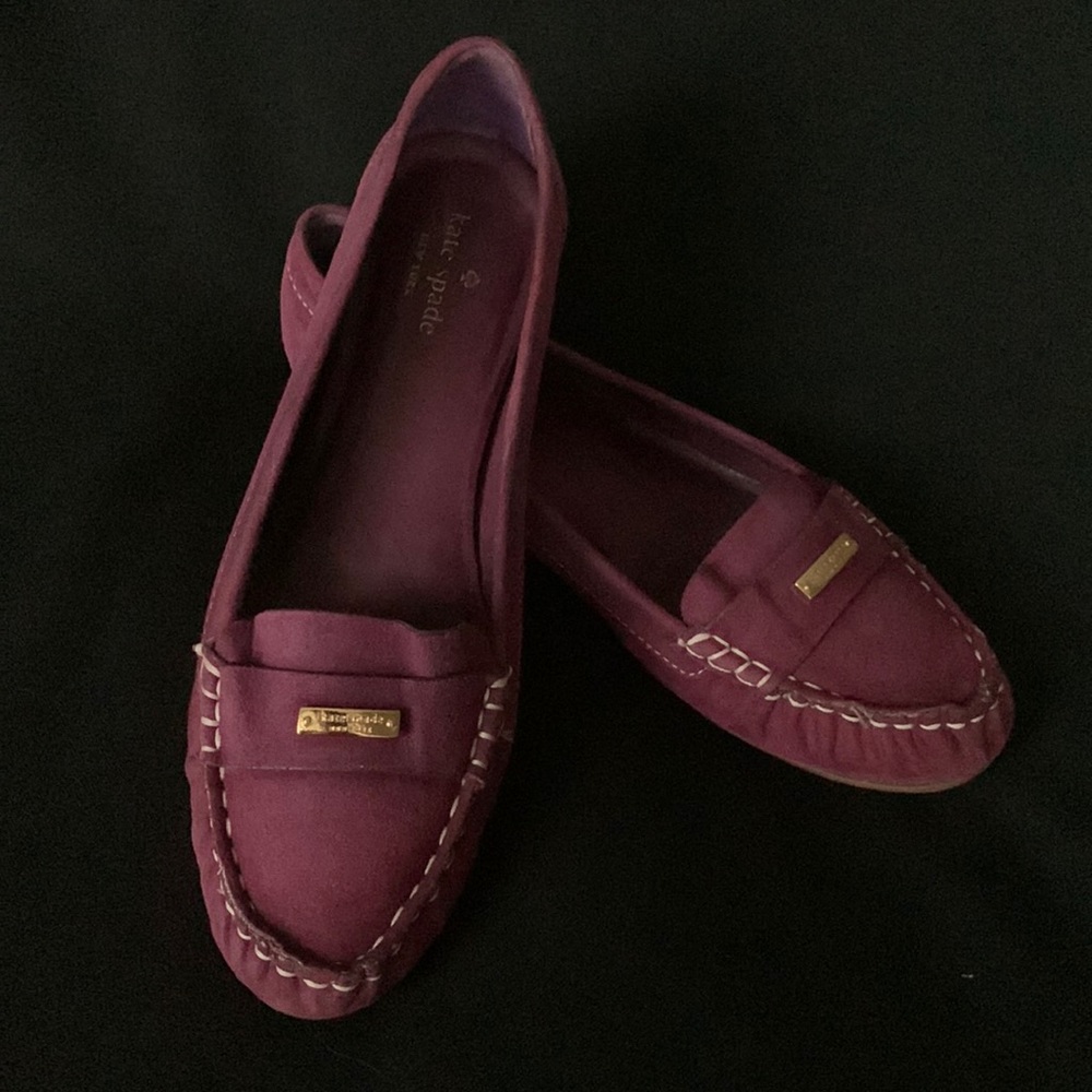 kate spade Plum Suede Loafers